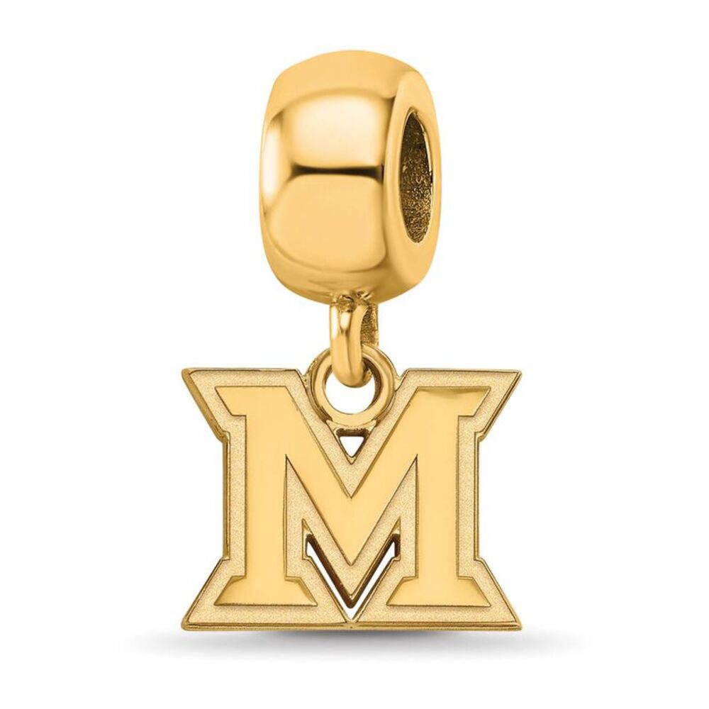 14k Gold Plated Silver Miami University XS Dangle Bead Charm